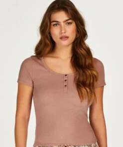 Kurzärmeliges Pyjama-Top Henley