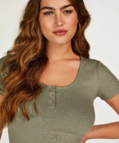 Kurzärmeliges Pyjama-Top Henley -Modische Unterwäsche 201797 2 2