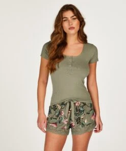 Kurzärmeliges Pyjama-Top Henley -Modische Unterwäsche 201797 3